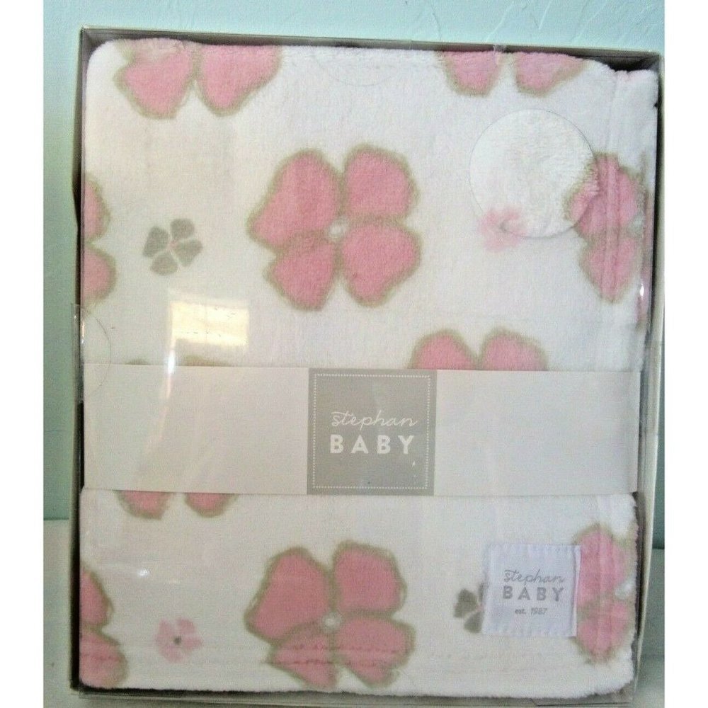 Stephan Baby Playful Posies Pink Pansy Flowers Fleece Baby Blanket 30" X 40" New